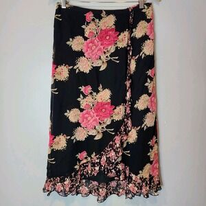 Requirements Vtg Y2K Floral Boho Cottage Midi Skirt Womens 10 Fairy Grunge